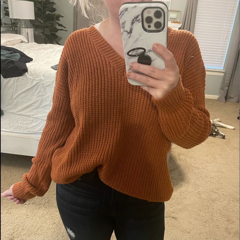 Lace back sweater